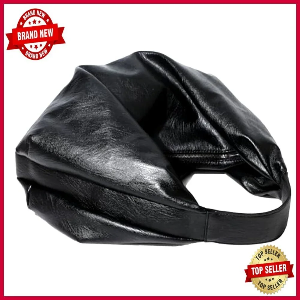 Large Vegan Leather Slouchy Hobo Tote Shoulder Bag